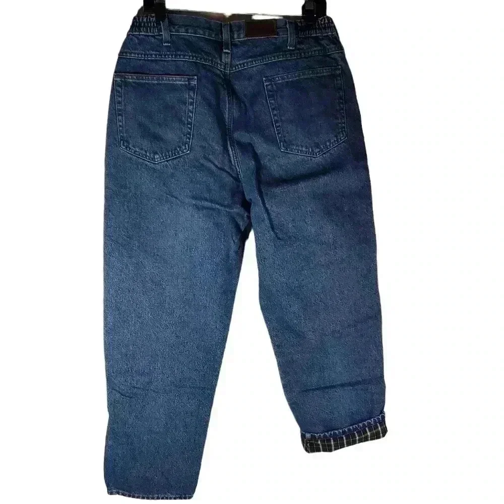 LL Bean Comfort Waist Flannel Blue Jeans Sz 36x29